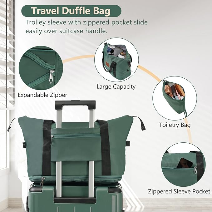 Merax Luggage Set 3 Piece Carry on Luggage, Lightweight Durable Spinner Suitcase with Corner Guards (Green, 20/24/28)