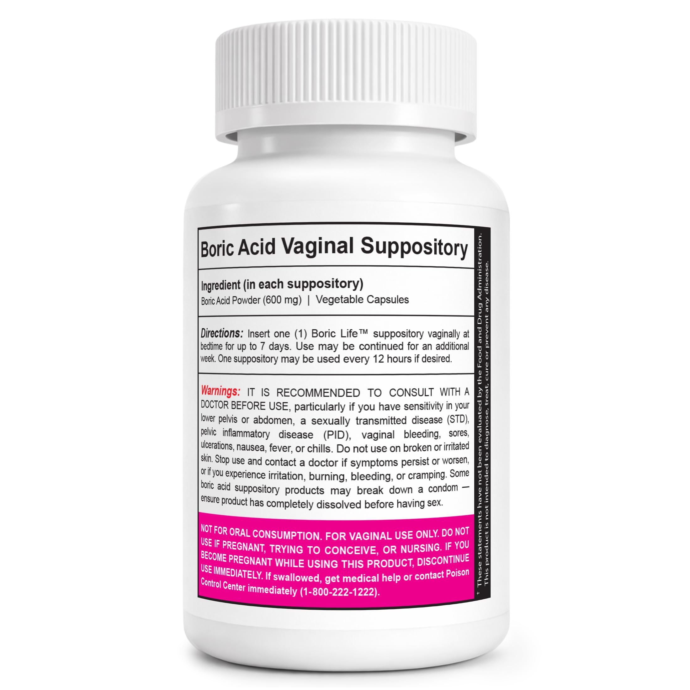 NutraBlast Boric Acid Suppositories - 100% Pure Made in USA - Boric Life Intimate Health Support (30 Count)