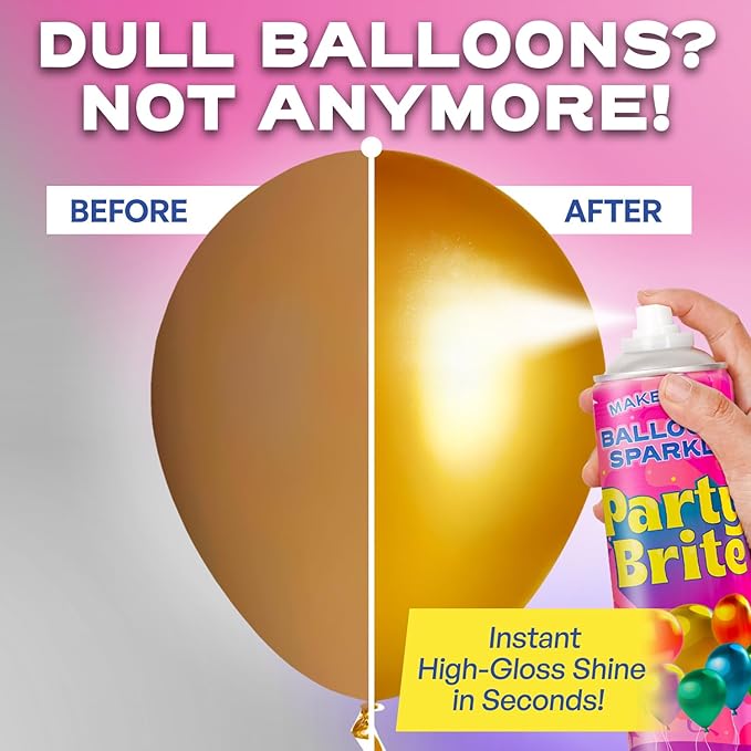 XL Balloon Shine Spray with Drop cloth, 22 oz - Instant Long-Lasting Gloss for Latex Balloons - No-Wipe, Mess-Free Aerosol - Water-Resistant, Silicone-Based - for Party & Event Décor - Made in USA