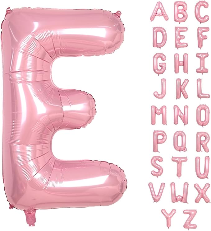 40 Inch Pink E Balloon - Large Light Pink Letter Balloon, Single Foil Alphabet E, Big Baby Pink Name Letters - Helium for Girls Women Birthday Party Wedding Anniversary Decoration