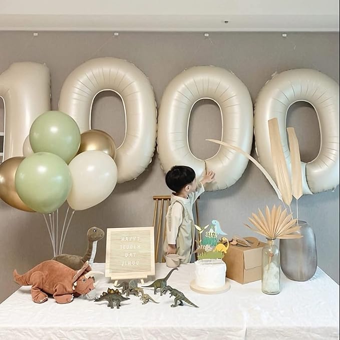 9 Balloon, Number 9 Balloon, Number Balloons 40 Inch, Sand White Large Big Foil Number Balloons for Birthday Party Graduation Wedding Anniversary Baby Shower Bachelorette Decoration Supplies