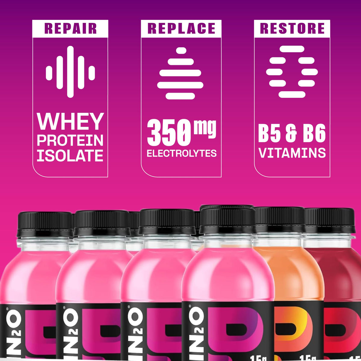 Protein2o Hydration Drink - 2-in-1 Liquid Clear Whey Protein Isolate and Electrolyte Drink - 15g Protein, Vitamins B5, B6 - Post-Workout Recovery - 16.9 Fl Oz - 12 Count Flavor Fusion Variety Pack