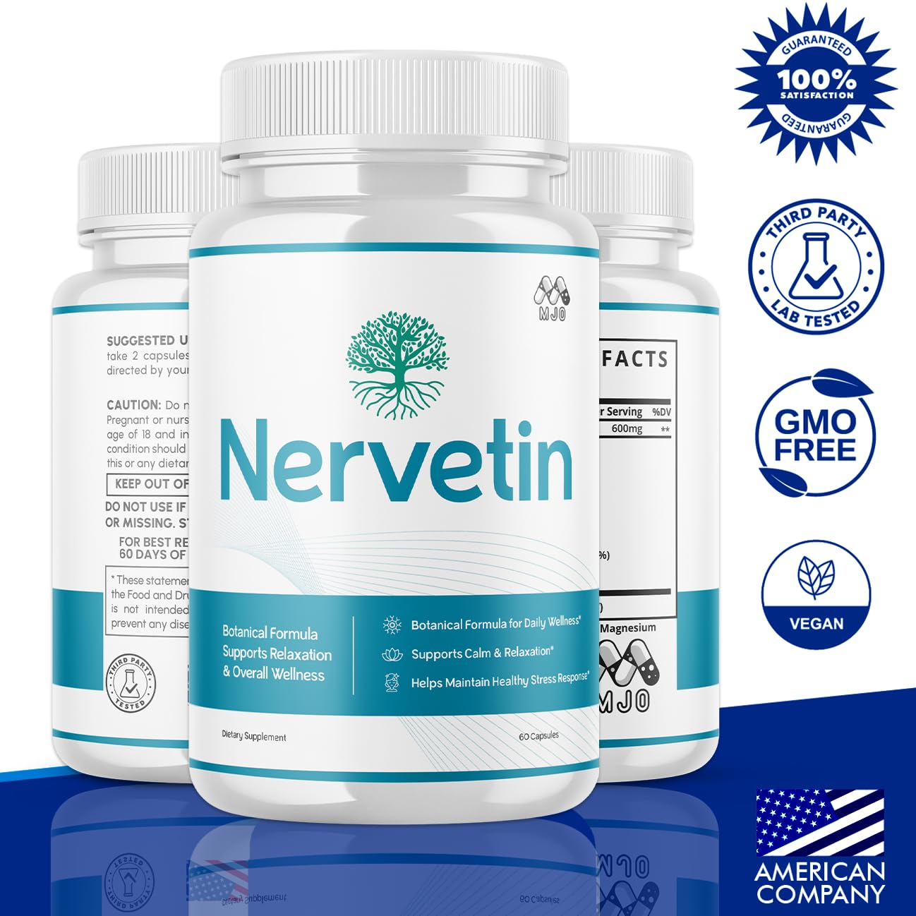 (3 Pack) Nervetin Capsules, Official Nervetin Pills with All Natural Ingredients , Advanced Vitamin Supplement Pills Supporting Health and Wellness, Maximum Strength Crafted in the USA (180 Capsules)