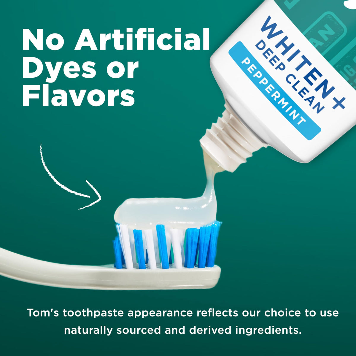 Tom's of Maine Whiten Plus Deep Clean Whitening Toothpaste, Natural Whitening Toothpaste with Plant-Based Cleansers, Enamel Safe, Whitens Without Causing Sensitivity, Peppermint, 4.0 oz (Pack of 3)