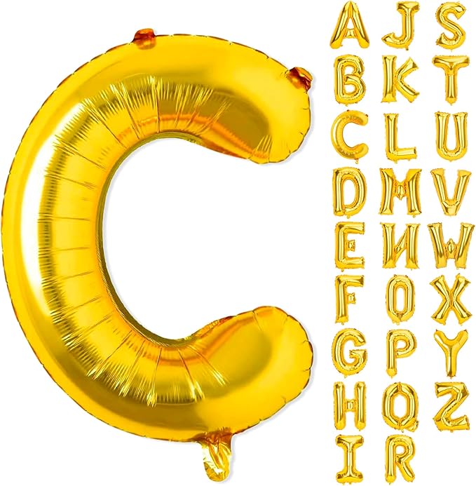 Gold Letter Balloons 40 Inch C Balloon Letters C Alphabet Name Balloons Giant Letters With Straw Big Balloons Foil Gold Balloons For Birthday Party Decorations Wedding Thanksgiving Christmas Balloons