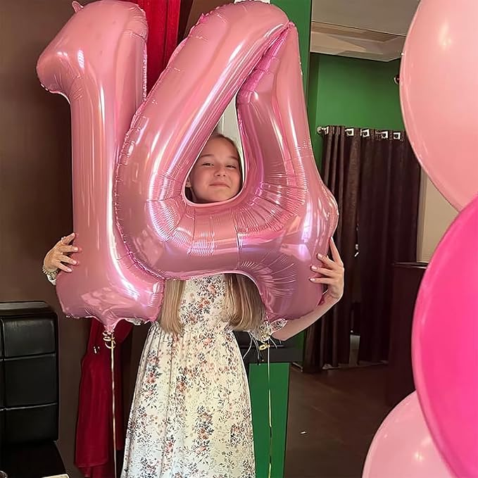 40 Inch Pink Number 15 Balloon, Giant Foil Light Pink 15 Balloons, Pastel Pink Digital 15 Balloon Helium 15 Birthday Balloon for Girls Women 15th or 51st Year Old Birthday Party Decoration Anniversary