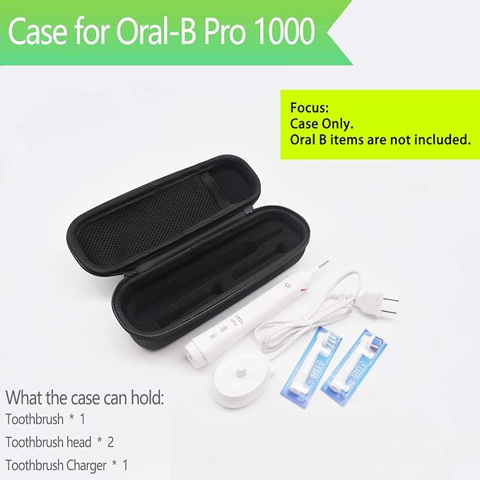 Oral B Toothbrush Hard Travel Case Carrying Bag, Fits for Oral-B Pro 1000, 2000, 3000, 3500, 1500 Electric Toothbrush, Mesh Pocket for Accessories and Soft Lining Inside The Case for Protection