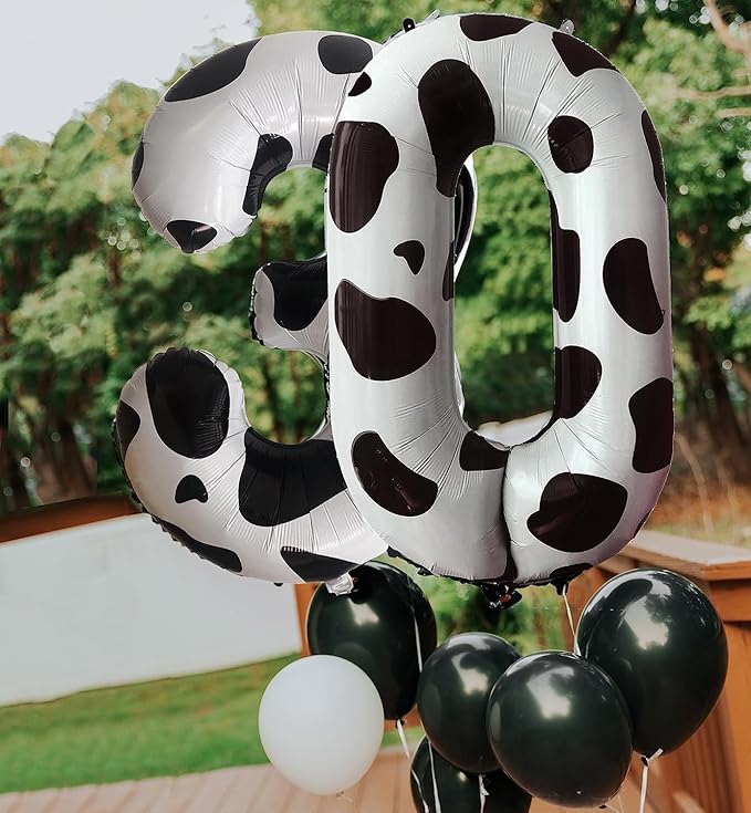 Cow Print Number Balloons, Large Foil Number 0 Balloon 40 Inch Cow Balloon for Boys Girls Birthday Decoration Cow Themed Birthday Party Decorations Farm Animal Party Supplies