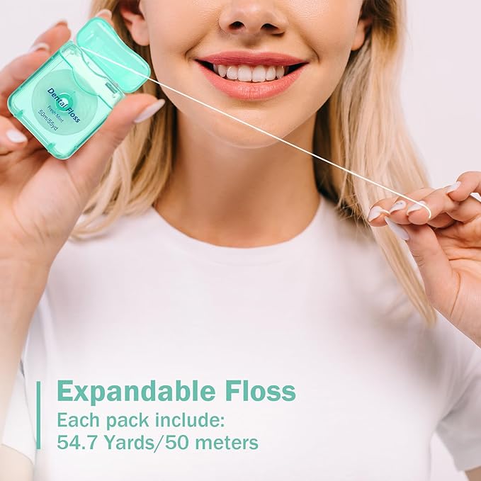 Honeydak 150 Pack Dental Floss Bulk Mint Flavored Floss 50m Each Travel Dental Floss Oral Care for Teeth and Gum Protection(Green)