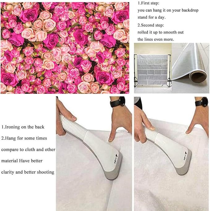 8x6FT Pink Red Rose Floral Wall Backdrop Flowers Photography Background Mothers Day Valentine's Day Backdrop Girls Birthday Party Baby Shower Wedding Decoration Banner