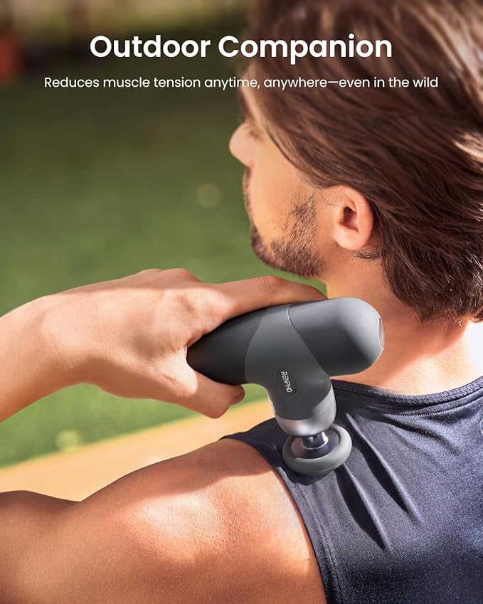 RENPHO Mini Thermal Deluxe Massage Gun with Quick Charging Dock and Heat, Color Silicone Sleeves, Travel Size Percussion Massager with Carry Case, Portable Deep Tissue Muscle Massager