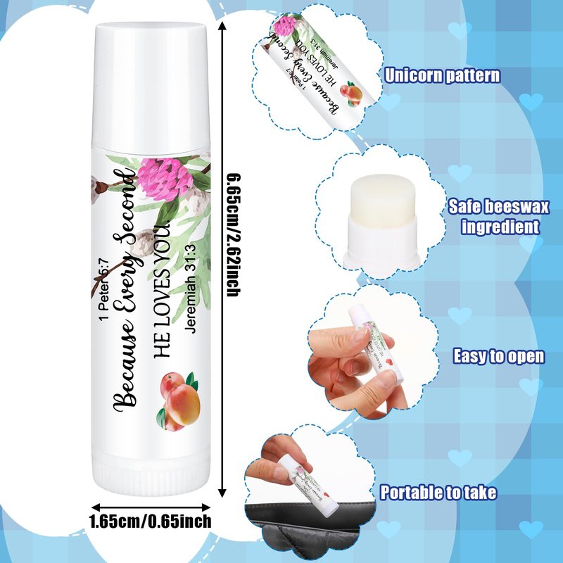 50 Pcs Christian Lip Balm Bulk Religious Bible Verses Lip Balm Scripture Christian Gifts for Women Faith Church Party Favor Inspirational Gift for Sunday School Employee Coworker