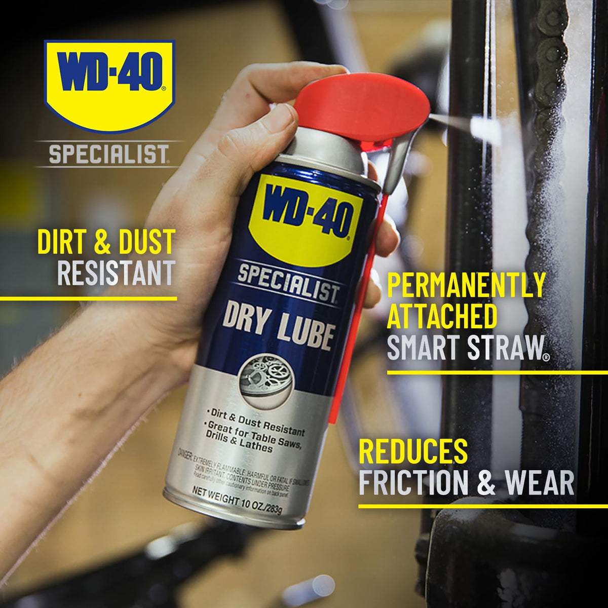 WD-40 Specialist Dry Lube with Smart Straw, Lubricant for Corrosion Protection on Table Saws, Drills and Lathes, Industrial Strength Friction-Reducing Formula, 10 Oz., 6-pack case