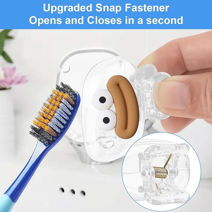 Upgrade Travel Toothbrush Head Covers Toothbrush Protector Cap Brush Pod Case Protective Portable Plastic Clip for Household Travel, Bathroom, School, Camping, Business (S, 2 Pack)