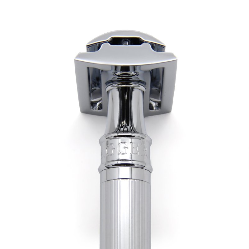 Edwin Jagger DES89LBLAMZ Classic Long Handled Double Edge Manual Eco-Friendly and Reusable Safety Razor for Men and Women for Shaving cream or Soap Fits All DE Razor Blades (Lined)
