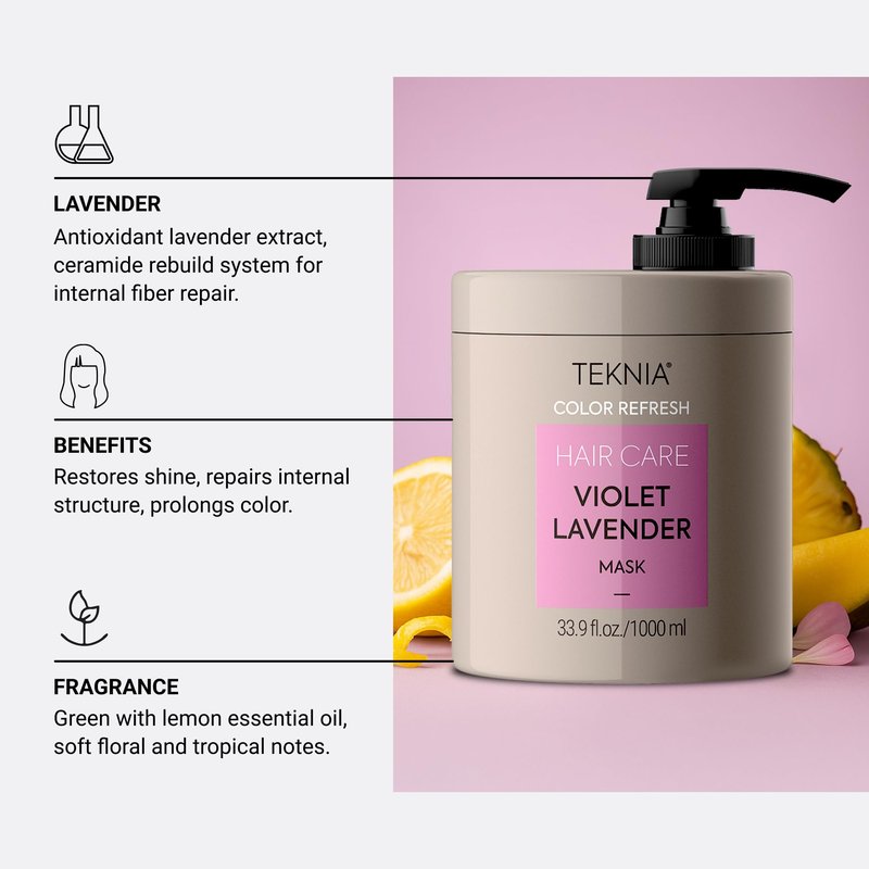 LAKMÉ Teknia Violet Lavender Color Refresh Hair Mask, Color Depositing Conditioner for Purple Hair, 33.9 Fl Oz