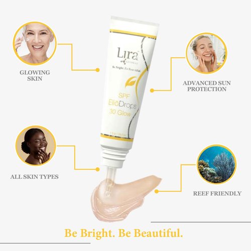 Lira Clinical EliōDrops SPF 30 Glow - 1 fl oz - 16% Zinc Oxide Physical Sunscreen for Face - UVA/UVB/HEV Broad Spectrum & Reef Safe Sunscreen Serum - for All Skin Types