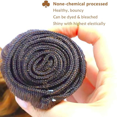 Fabimiya Human Hair Bundles 18 20 22 Inch Light Brown P27/30 Deep Wave Bundles Human Hair 100% Unprocessed Soft Sewn In Hair with Double Weft for Black Women