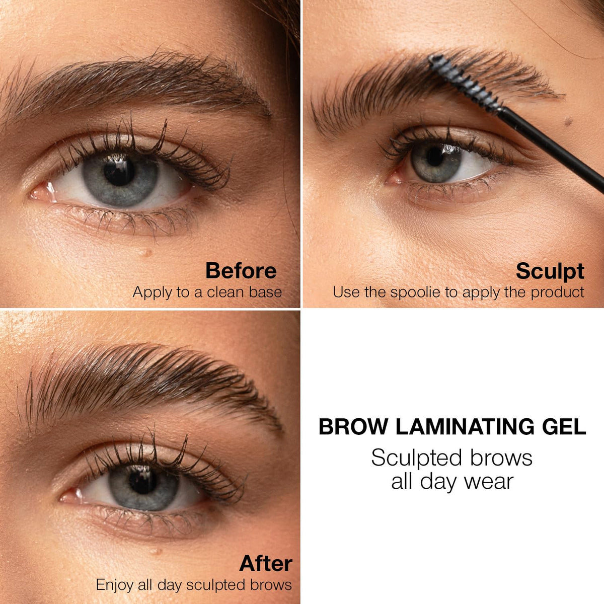 Palladio Brow Laminating Gel Strong Hold Eyebrow Glue for Lamination, Sculpted Brows All Day Wear Flake-Free Hold, Non-Sticky, Nourishing Castor Oil & Aloe, Vegan, Cruelty-Free Brow Styler Gel, Clear