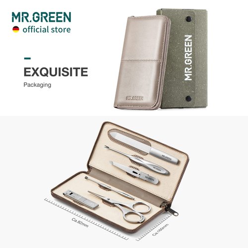 MR.GREEN Portable Luxury Manicure Sets Stainless Steel Pedicure Kits with Full-Grain Cowhide Leather Cover Personal Care Tools Set
