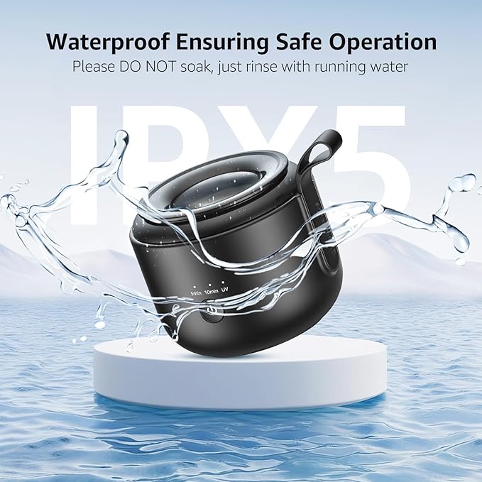 Ultrasonic Retainer Cleaner Machine: 48kHz Rechargeable Cordless Denture Cleaner - Waterproof Ultrasonic Jewelry Cleaner - 200ML Dental Cleaning Pod for Mouth Guard, Aligner