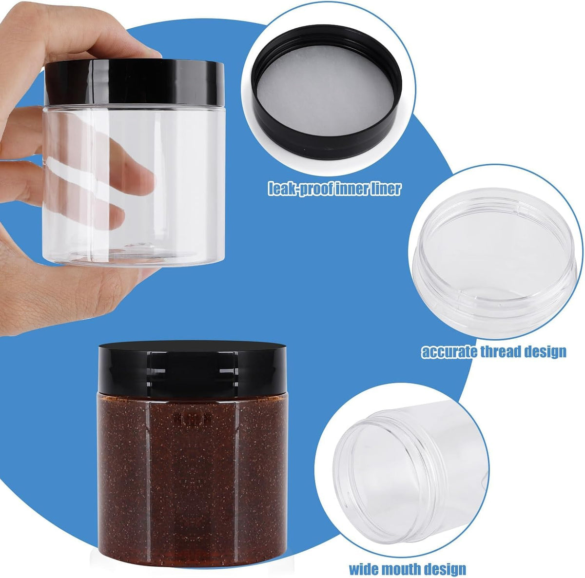 90 Pack 4 Oz Plastic Containers with Lids, OBKJJ Clear Travel Size Leak Proof Makeup Travel Containers BPA Free Cosmetic Slime Jars for Lotion, Cream, Body Butter, Makeup, Ointments (90)