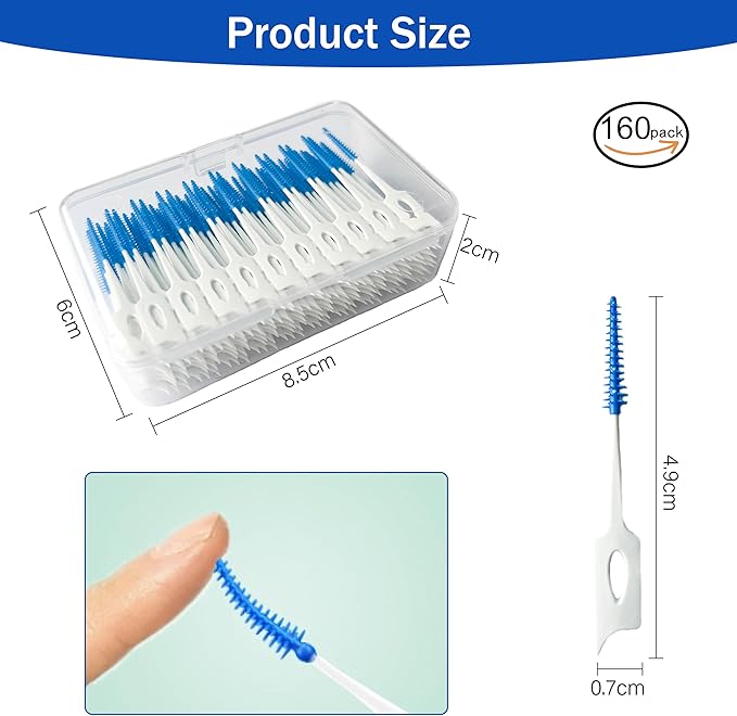 Ndzefan160PCS Portable Silica Gel Toothpick Toothbrush Original Suitable for Oral Care of Adults and Children,Toothpick Brushes Teeth Cleaning Tool (Blue)