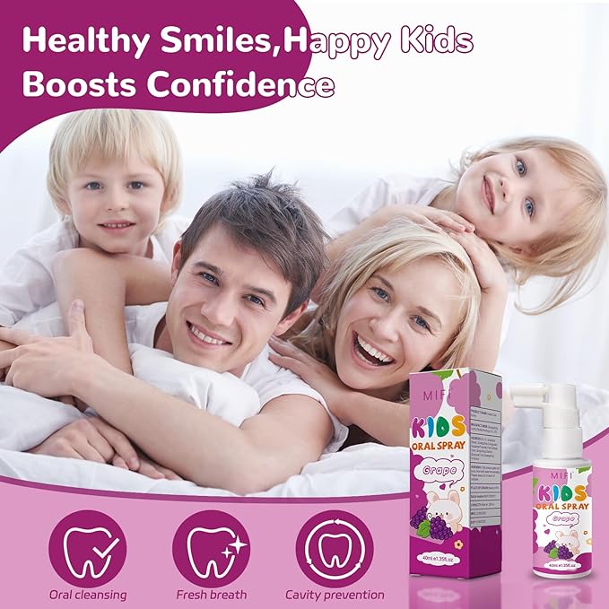 PEGO Kids Oral Spray, Toddler Toothpaste Helper for Fresh Breath,Fruit-Flavored & Portable, for Baby's Daily Oral Care (2Pack, Grape)