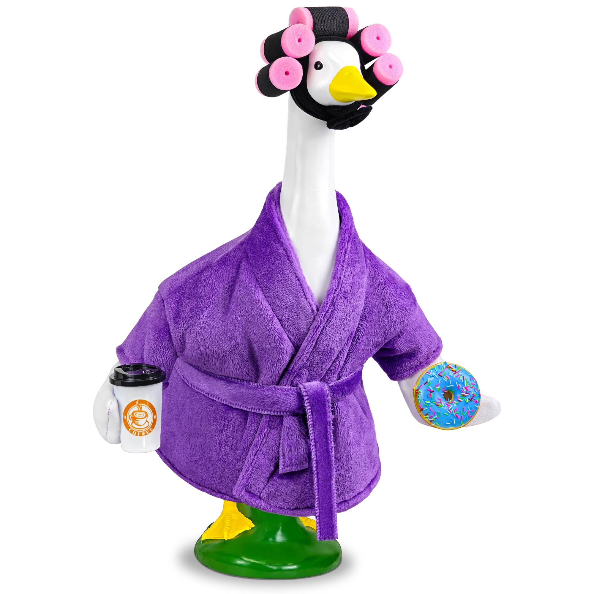Ueyben Lady Porch Goose Outfits, Porch Goose Robe and Curlers Bathrobe