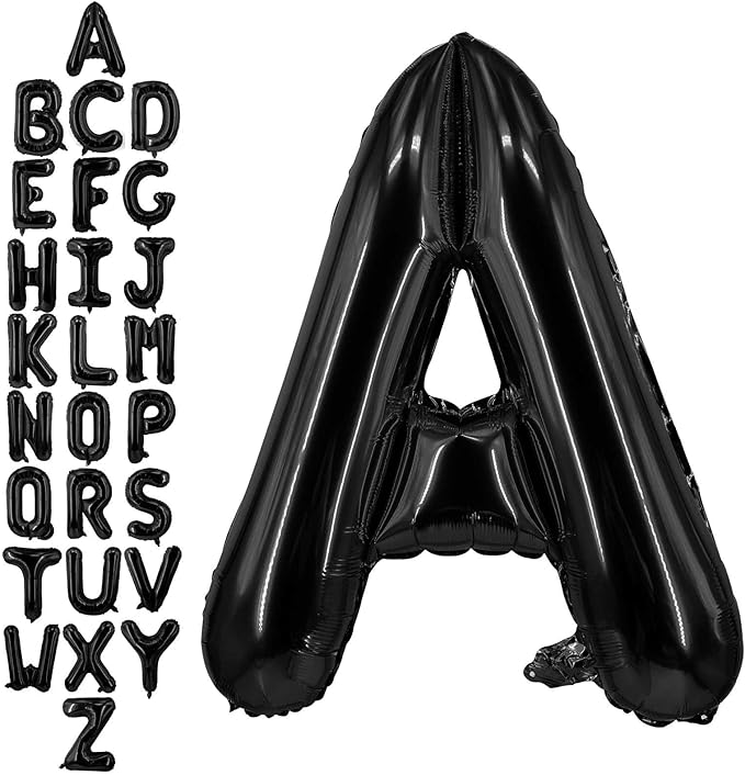 40 Inch Black Letter A Balloons, DIY Phrase Foil Alphabet Letter A Balloons DIY Word A Banner for Birthday Anniversary Celebration Graduation Party Supplies Decoration