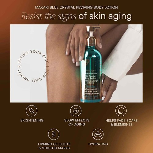 MAKARI Ultimate Intense Blue Crystal Skin Care Duo: Body Lotion (16.8 oz) & Face Moisturizer (50 ml) | Glutathione & Collagen-Enriched for Hydrating, Revitalizing | Ideal for All Skin Types