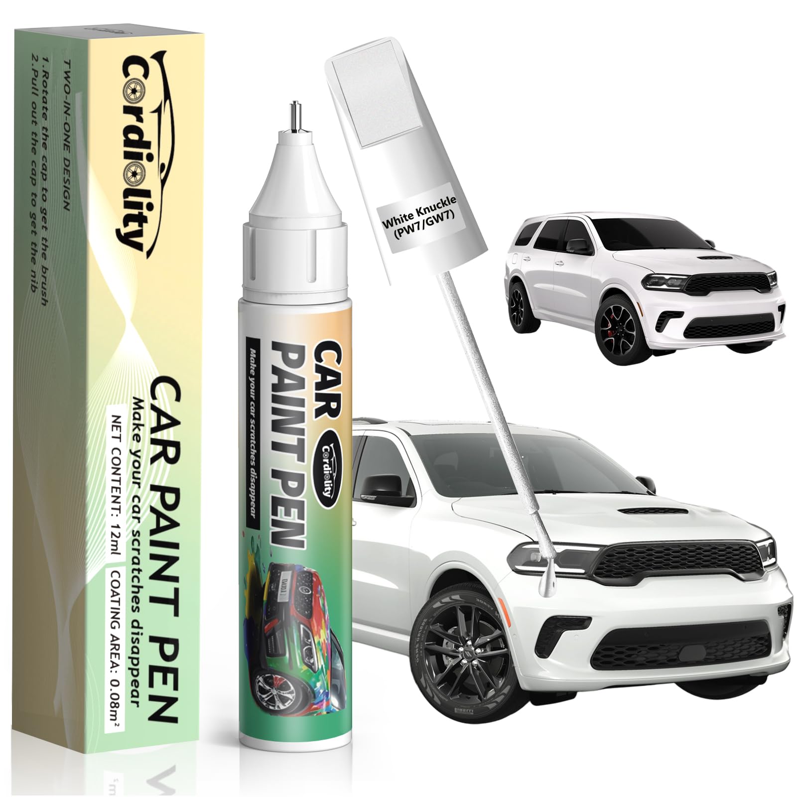 White Knuckle(PW7/GW7) Touch Up Paint Pen for Dodge,Car Paint Scratch Repair Pen Quick and Easy Fix Auto Paint Scratch