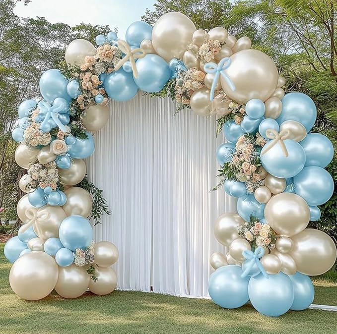Pearl White Sand Balloon Double Stuffed White Balloons Garland Pearl Beige Ivory Arch Kit Cream Long Balloons Different Size for Birthday Wedding Baby Shower Anniversary Decoration