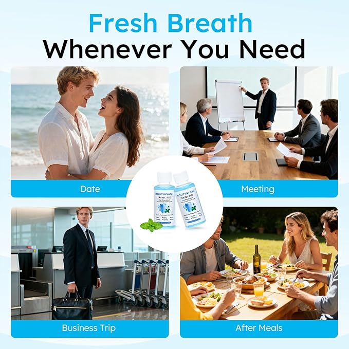 Travel Mouthwash Bulk, 1.2 Oz/35ml Mini Mouthwash Bulk, for Freshening Breath, Easy to Carry, Suitable for Work, Travel, Hotels, Dating Essentials (100-PACK)