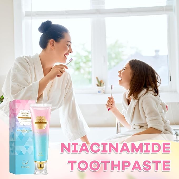 Niacinamide Whitening Toothpaste，Mild Mint for Fresh Breath,24-Hour Fresh Breath,Triple Brightening Niacinamide-Infused Toothpaste，Fluoride-Free Formula Suitable for Sensitive Teeth (1)