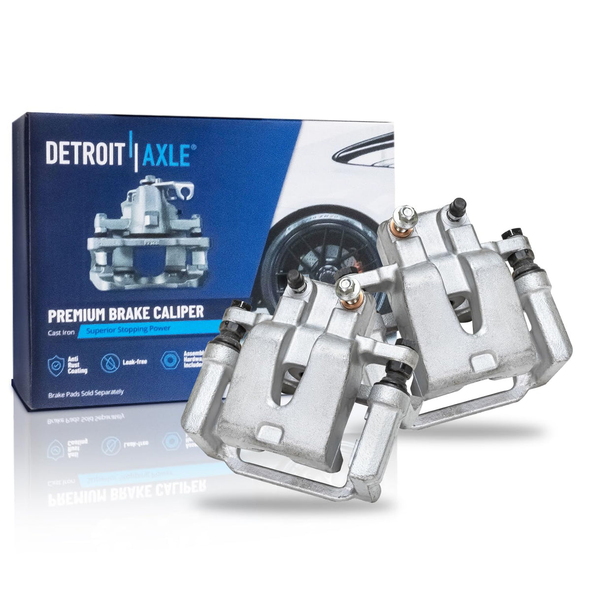 Detroit Axle - Pair Rear Brake Calipers w/Brackets Replacement for Dodge Charger Challenger Magnum Chrysler 300
