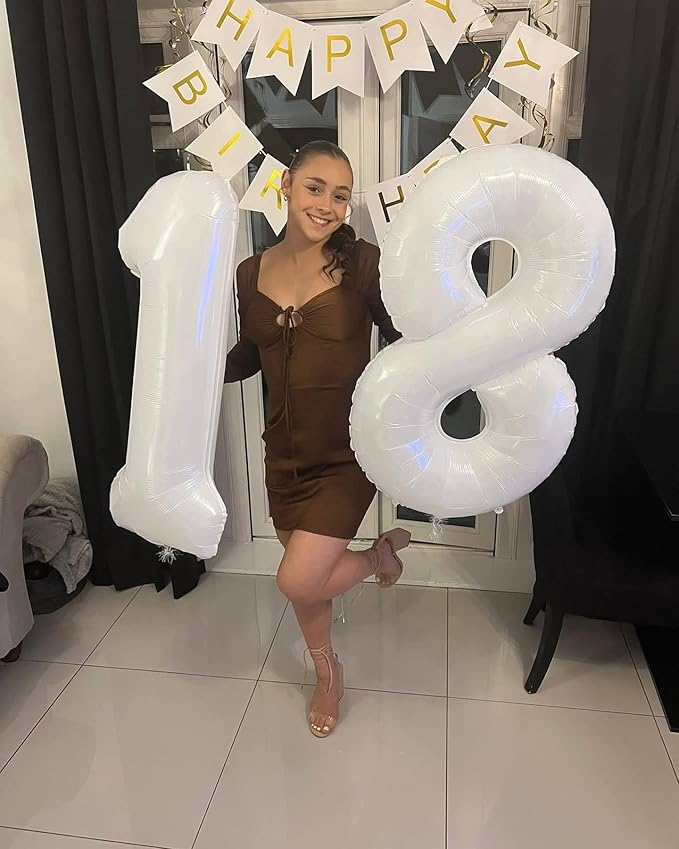 White Number 1 Balloon for First Birthday 40 Inch, 1st One Number Balloons Birthday Decorations for Girl Boy Toddler Baby