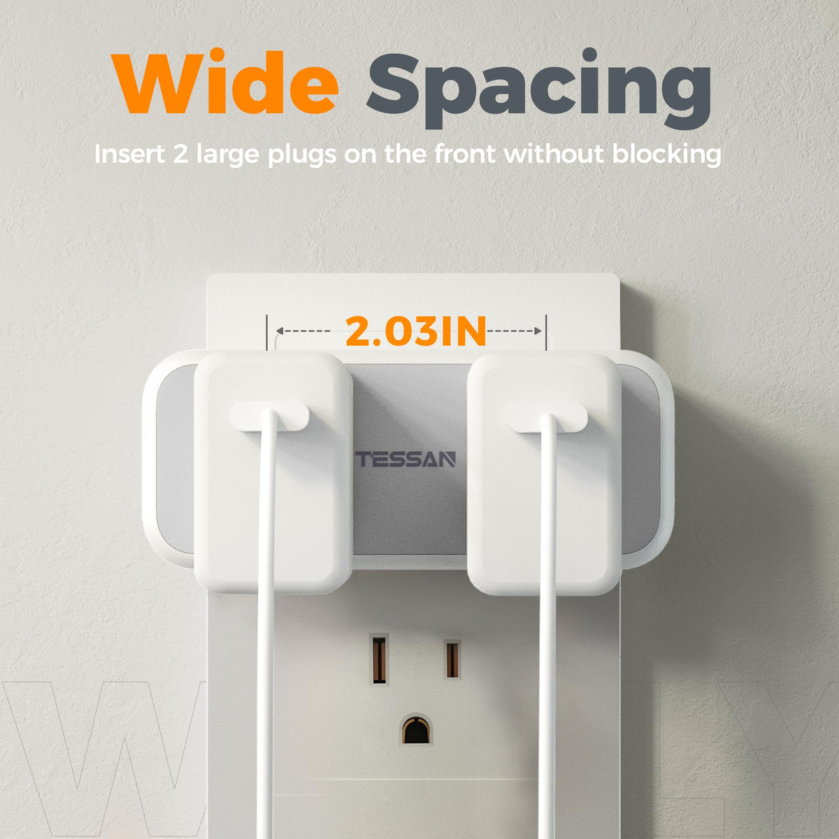 Surge Protector Outlet Extender, TESSAN Multi Plug Splitter with 4 Electrical Outlets 3 USB Ports(1 USB C), Multiple Plug Mini Wall Expander for Home Bathroom Office Dorm Room Essentials