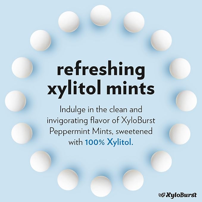 XyloBurst Xylitol Mints - Sugar Free Mints with Xylitol Candy - Aspartame Free, Gluten Free, Vegan & Keto Friendly Peppermint -1000 Count Bag