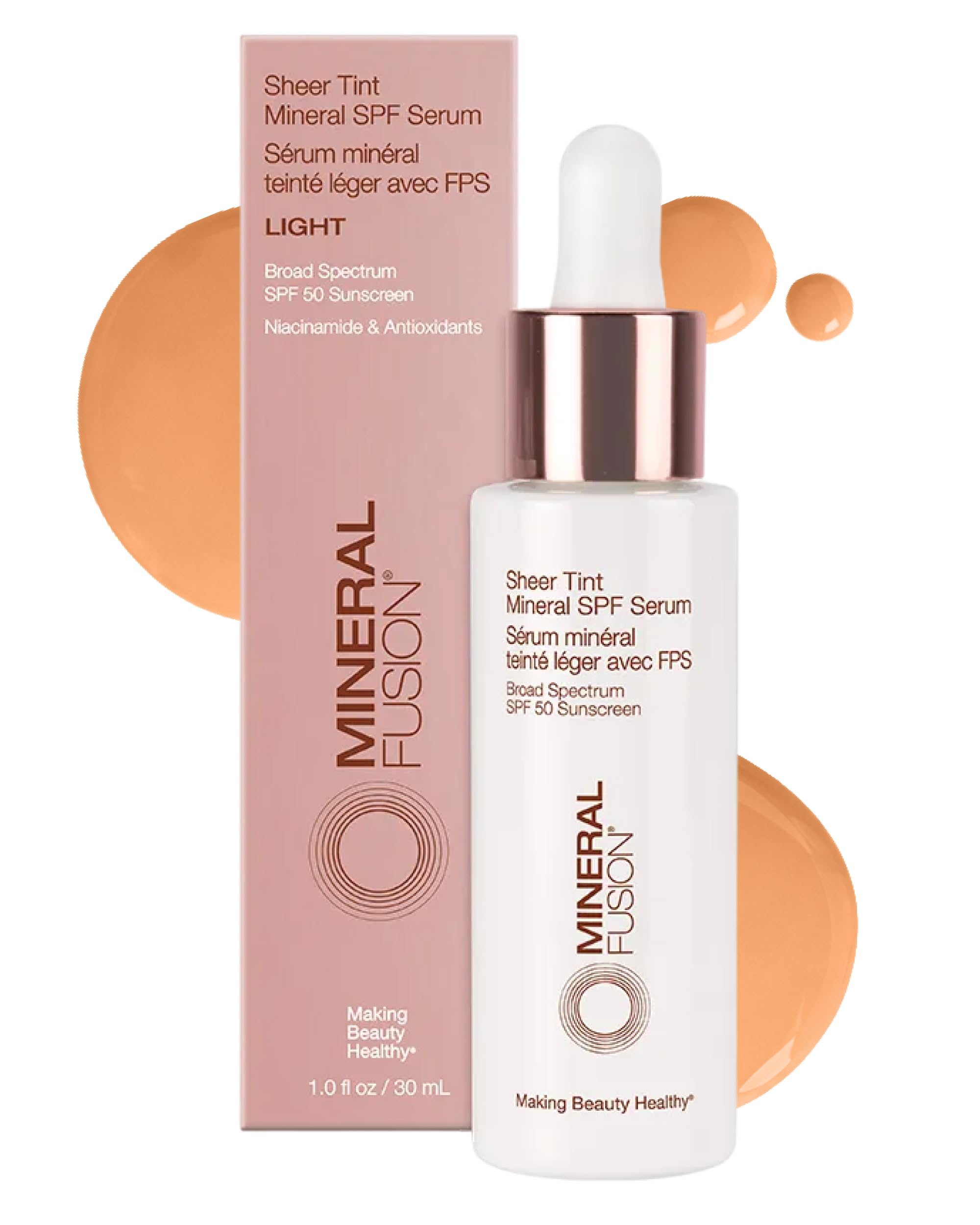 Mineral Fusion Sheer Tint Mineral SPF 50 Face Serum (Tan), 1 Fl Oz