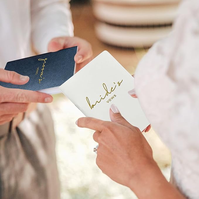 WeddingGiftsWedding Vow Books for Bride and Groom, His and Hers Vow Books for Wedding-Soft Touch Gold Foil Engraving, Engagement | Wedding Essentials
