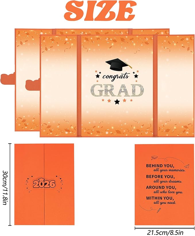Vlipoeasn 2PCS Graduation Guest Book Alternative, Orange Class of 2026 Party Decorations, Grad Signature Book for 2026 College High School, Unique Graduation Gifts for Friends