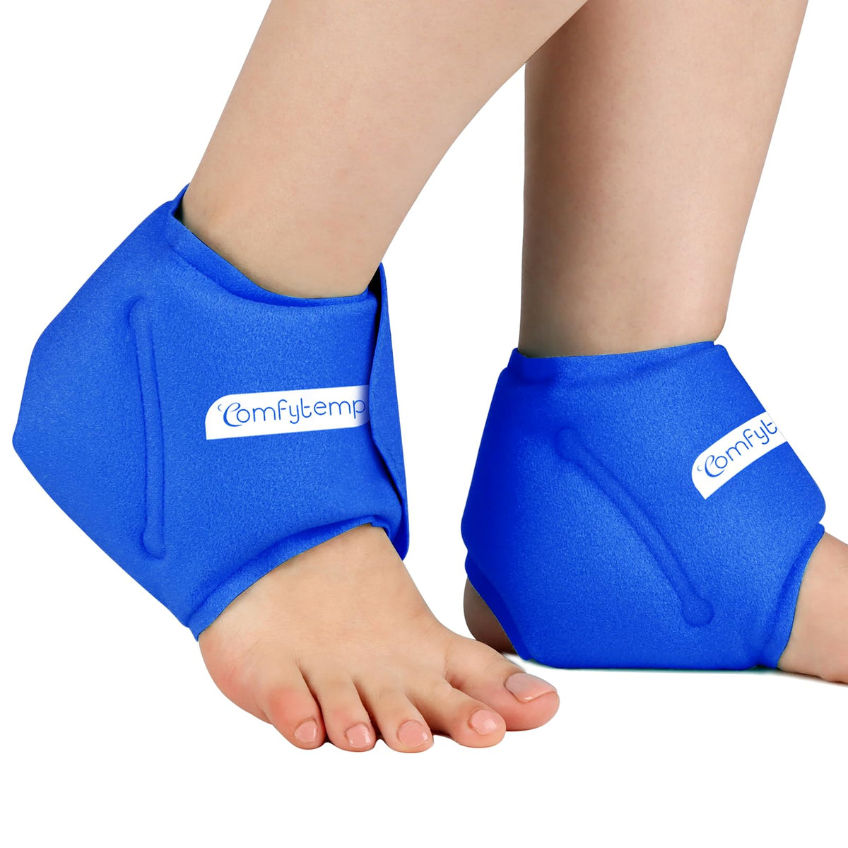 Comfytemp Ankle Ice Pack Wrap for Plantar Fasciitis, Swelling, Foot Pain Relief, Gel Ice Packs for Injuries Reusable, Hot Cold Compress for Achilles Tendonitis Sprained Ankles Feet, 2 Packs, Dark Blue