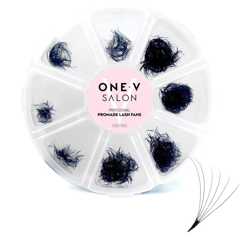 One V Salon Pro 6D Promade Loose Fans, 1000 Premade Volume Lash Fans |C Curl, 0.07 mm | 8–15 mm Mixed Lengths | Thin Base, Hand-Crafted(6D-0.07-C-Curl)