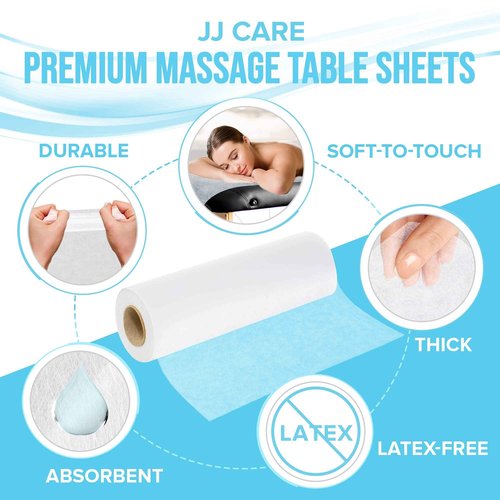 Disposable Massage Table Sheets - 120 Sheets [24" x 390 feet, 2 Roll] - 50% Thicker Perforated Massage Bed Cover, Non-Woven Disposable Roll for Massage Table for Waxing, Facial, Tattoo, & Spa