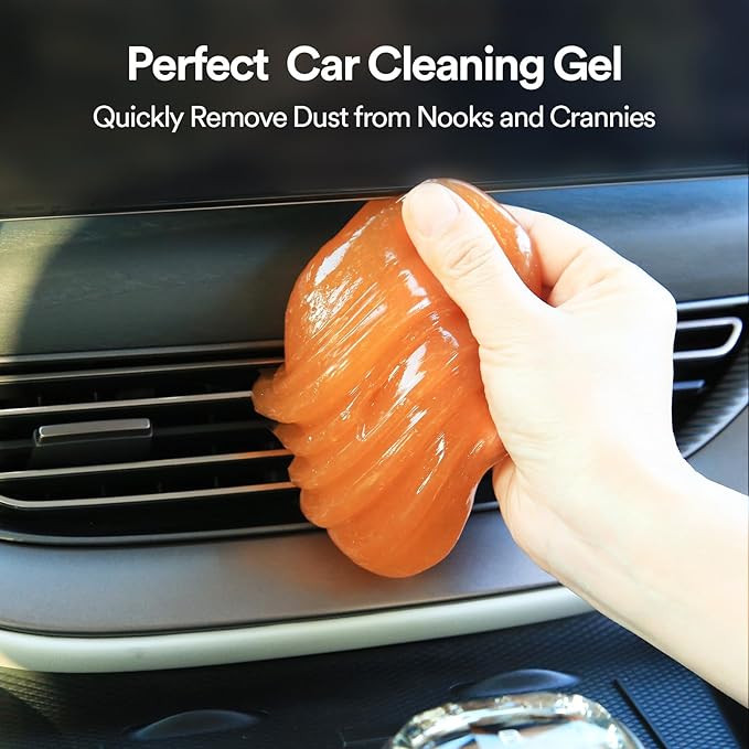 PULIDIKI Car Cleaning Gel Car Putty Car Cleaning Kit Car Interior Cleaner Slime Car Cleaning Supplies Auto Detailing Tools Car Accessories Car Gifts for Women Men Keyboard Cleaner Orange