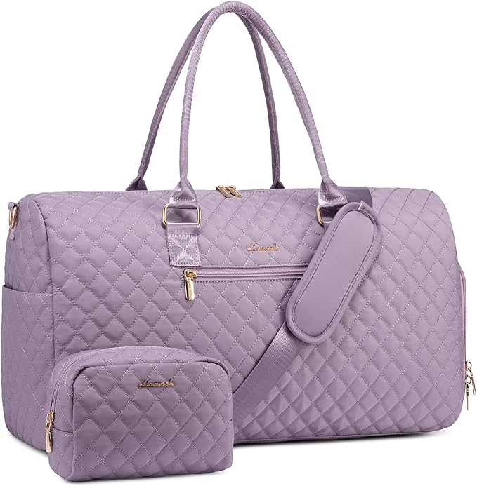 LOVEVOOK Travel Duffle Bag, Weekender Bag for Women with Toiletry Bag, Carry on Overnight Bag with Shoe Compartment, Gym Duffel Bag with Wet Pocket, Mommy Hospital Bags for Labor and Delivery