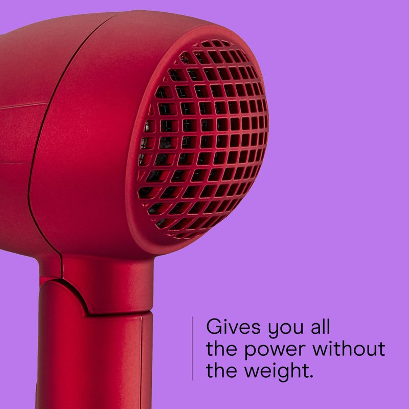 Conair Mini Pro Hair Dryer, Travel Hair Dryer with Folding Handle, Red