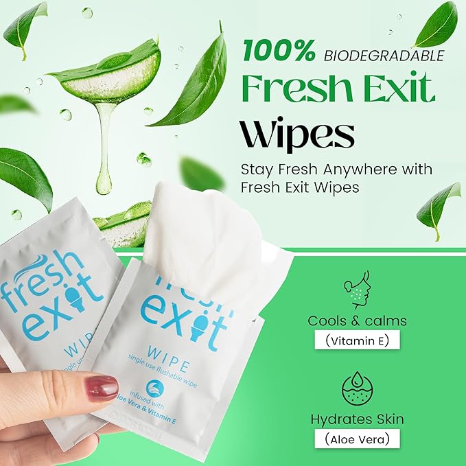 Flushable Wipes for Adults – 36 Individually Wrapped Biodegradable Wet Wipes, Travel Size, Extra-Large Unscented, hypoallergenic – Feminine Hygiene & Personal Care Wipes