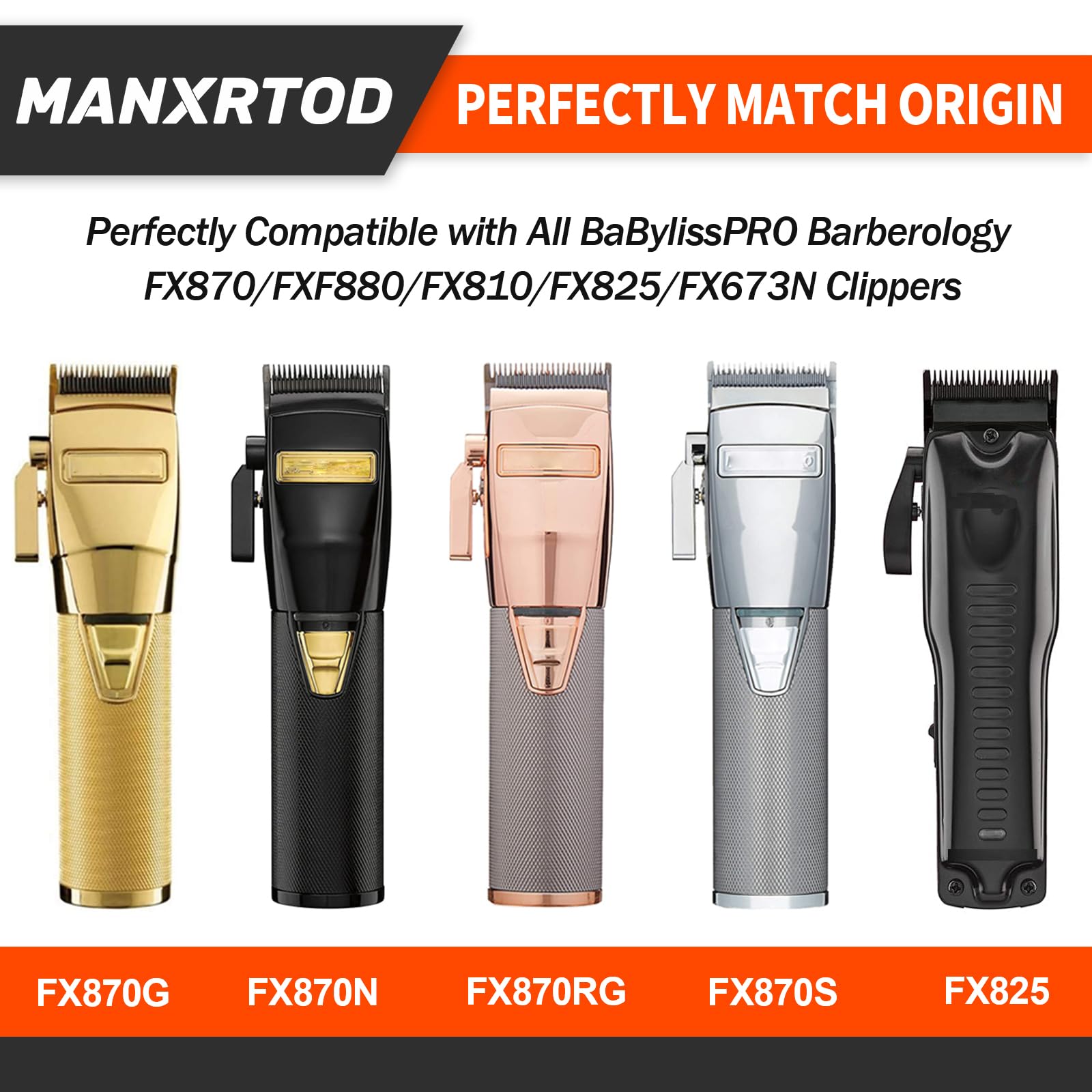 FX8010J Replacement Fade Clipper Blade Fits for BaBylissPRO FX870, FX890, FX825, FX673 Models, Stainless Steel Replacement Blade Compatible with Babyliss Clipper Blades, Silver